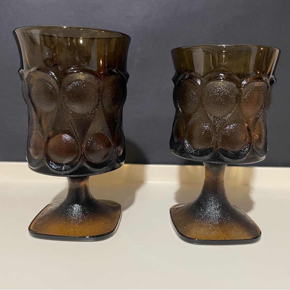 Vintage Noritake Spotlight Two Goblets Water/Wine Glasses, Walnut Brown